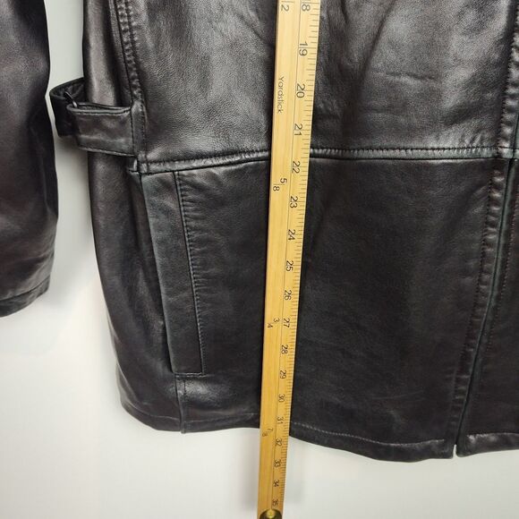 Marc New York Leather Full-Zip Coat Men's Large Black Lined Long Sleeves Pockets - Picture 5 of 7